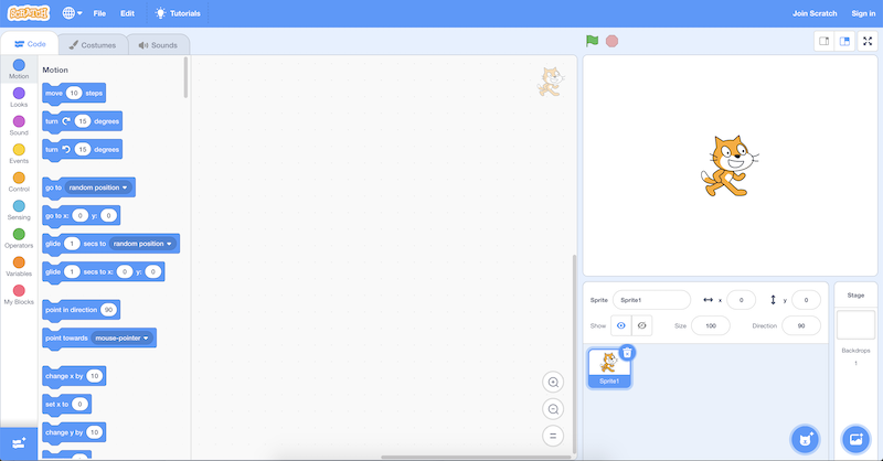 screenshot of Scratch's interface